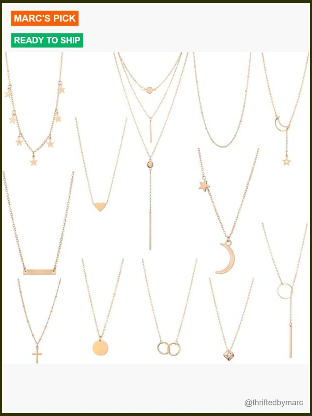12 Piece Layered Choker Necklace Set Fashion Multilayer Chain Necklace Set